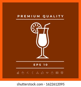 Cocktail glass icon with lemon slace