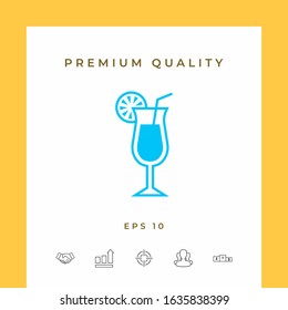 Cocktail glass icon with lemon slace
