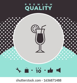 Cocktail glass icon with lemon slace