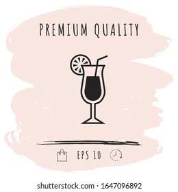 Cocktail glass icon with lemon slace