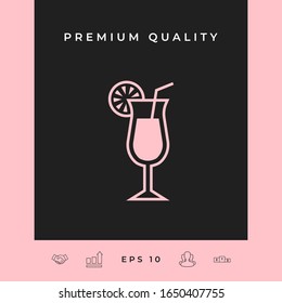 Cocktail glass icon with lemon slace