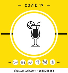Cocktail glass icon with lemon slace