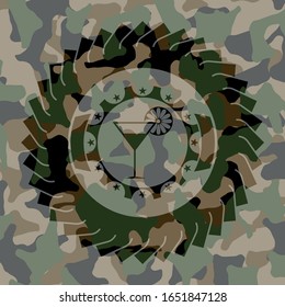 cocktail glass icon on camo texture