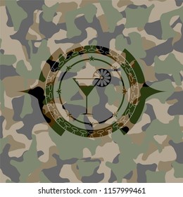 cocktail glass icon on camouflage texture