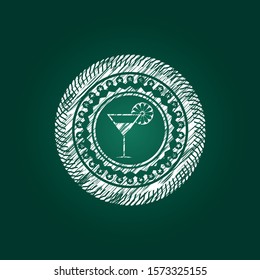 cocktail glass icon on chalkboard, vector illustration, pretty design