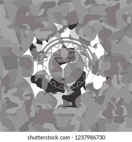 cocktail glass icon on grey camo texture