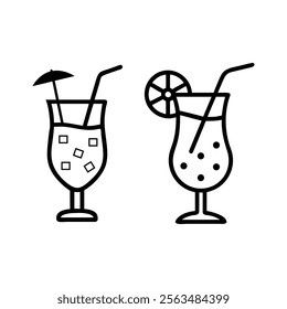 Cocktail glass icon outline on white background