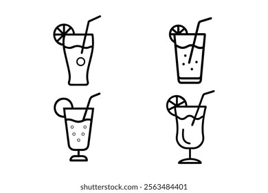 Cocktail glass icon outline on white background