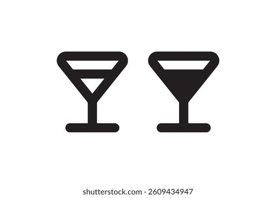 Cocktail glass icon in outline and solid style vector