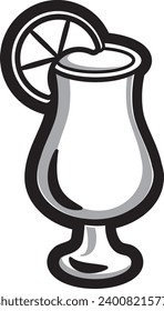Cocktail Glass Icon. Party Drink Element. Black and White Comic Style. Restaurant Business Symbol. 