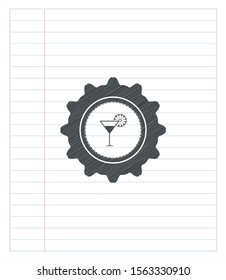 cocktail glass icon pencil emblem. Vector Illustration. Detailed.