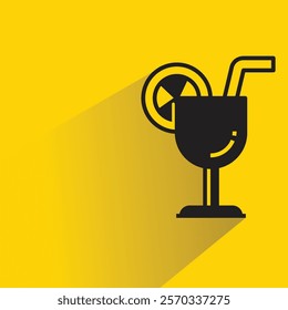 cocktail glass icon with shadow on yellow background