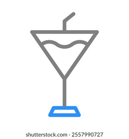 Cocktail glass icon with straw. Concept of celebration, party, and refreshment.