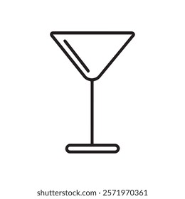 A cocktail glass icon vector black and white drawing