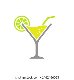 Cocktail glass icon vector. Illustration of cocktail glass with lemon isolated on white background