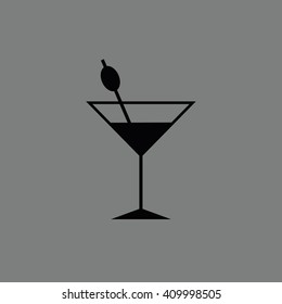 Cocktail glass icon vector illustration. Gray background