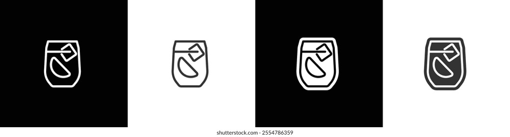 Cocktail glass icons. Classic alcoholic cocktail and cocktail glass thin line and flat icon. Cocktail glass vector illustration symbols in black white and transparent background.