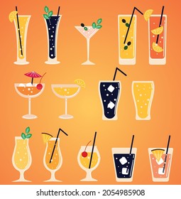 cocktail glass juice and wine alcohol vector 