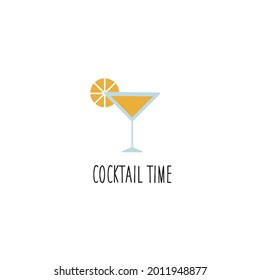 Cocktailglas mit Zitronenscheibe. Vektorgrafik von Cocktails mit Limonade-Illustration. Einzeln auf weißem Hintergrund