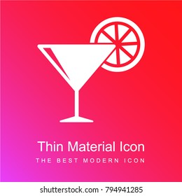 Cocktail glass with lemon slice red and pink gradient material white icon minimal design