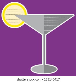 Cocktail glass with lemon stylized shape tag or sticker with empty space for your text or recipe