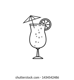 Cocktail glass with lemon and umbrella illustration