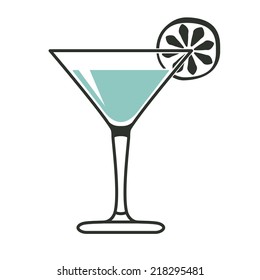 Cocktail glass with lime slice in black and red