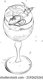 Cocktail Glass Line Art Vector Poster Menu Template