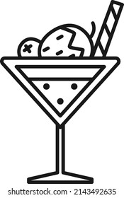 Cocktail glass line icon. Fruit drink refreshment