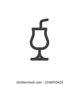 Cocktail glass line icon. linear style sign for mobile concept and web design. Cocktail with straw outline vector icon. Symbol, logo illustration. Vector graphics