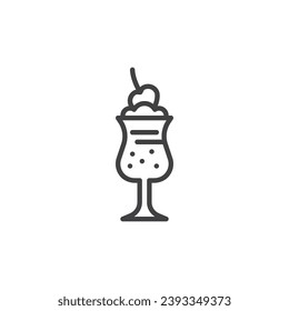 Cocktail glass line icon. linear style sign for mobile concept and web design. Glass of cocktail outline vector icon. Bar symbol, logo illustration. Vector graphics