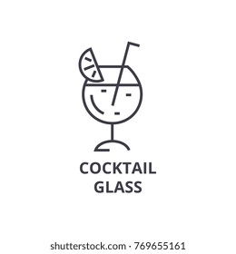 cocktail glass line icon, outline sign, linear symbol, vector, flat illustration