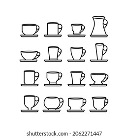 Cocktail glass line icons set, outline vector symbol collection, Set glass includes icons