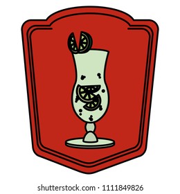 cocktail glass liquor with lemon emblem