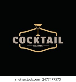 Cocktail Glas Logo Design Vintage Retro Stil