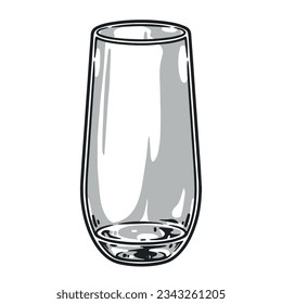 Cocktail-Glas-Monochrome detaillierte Etikette mit leeren Glas mit Glas von Vorfalllicht bis hin zu Werbeartikelherstellern Produkte Vektorgrafik