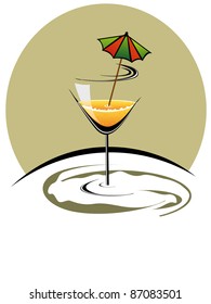 cocktail glass with new year celebration 2012