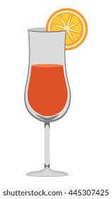 cocktail glass with orange slice over isolated background, vector illustration 
