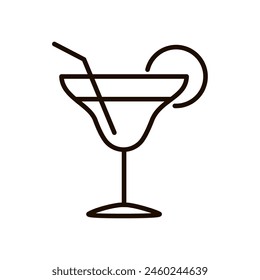 Cocktail glass outline icon. Celebration, party, holiday symbol. Editable stroke. Isolated vector illustration 