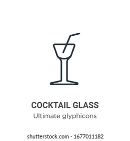 Cocktail glass outline vector icon. Thin line black cocktail glass icon, flat vector simple element illustration from editable ultimate glyphicons concept isolated stroke on white background