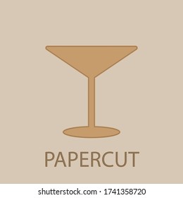 Cocktail glass papercut icon. Simple glyph, flat vector of web icons for ui and ux, website or mobile application