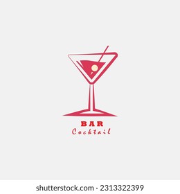 cocktail glass red color, isolated on white background