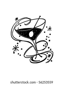 Cocktail Glass - Retro Clip Art