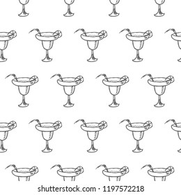 cocktail glass seamless pattern isolated on white background