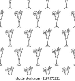 cocktail glass seamless pattern isolated on white background