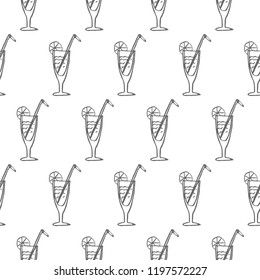cocktail glass seamless pattern isolated on white background