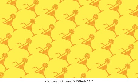 Fundo de ilustração plana de limão de padrão sem costura de vidro de coquetel