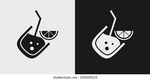 Cocktail in a glass. A set of isolated elements in the background. A set of icons. Vector illustration. Silhouette graphics.