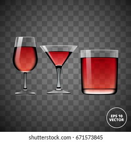 cocktail glass set vector illustration 