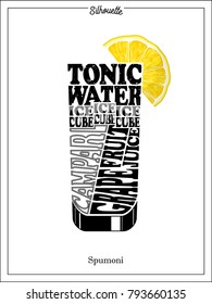 cocktail glass, Silhouette, Spumoni, typography, fruit color
